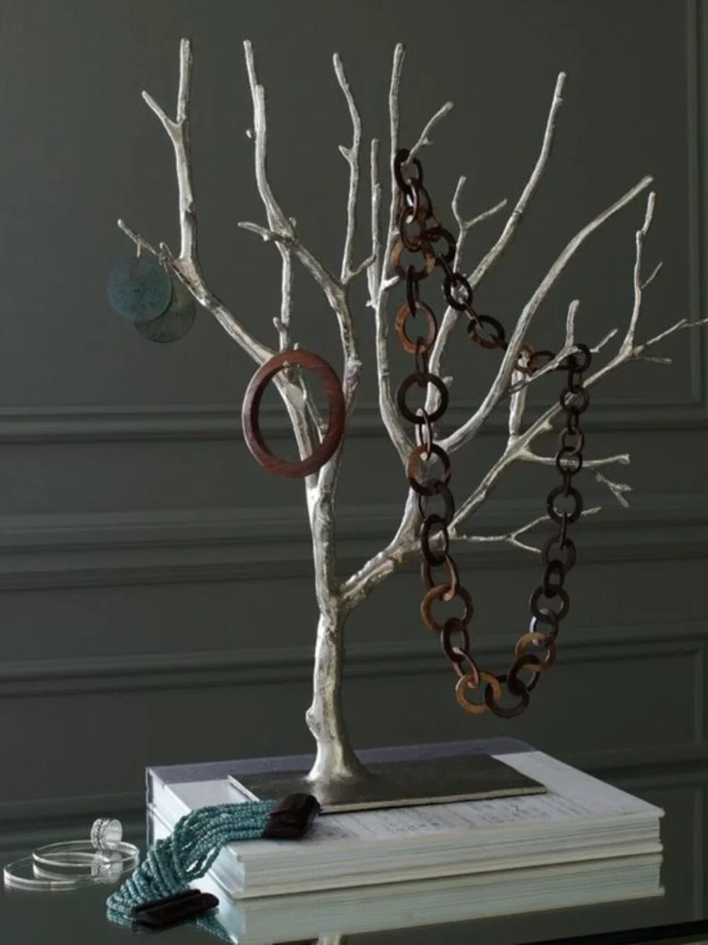 West Elm Extra Large Cast Metal Silver Jewelry Tree Branch Holder Discontinued